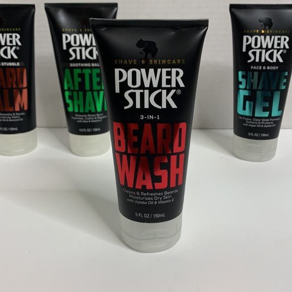 Power Stick | Men’s Shave & Skincare BUNDLE | 4 Bottles Balm Shave Wash Gel Hair - Picture 6 of 11